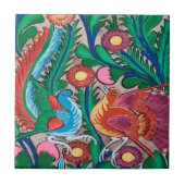 メキシコの鳥の明るいカラフル芸術 タイル (正面)