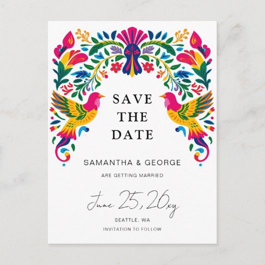 メキシコの鳥オトミフローラフィエスタセーブ 案内ポストカード (正面)