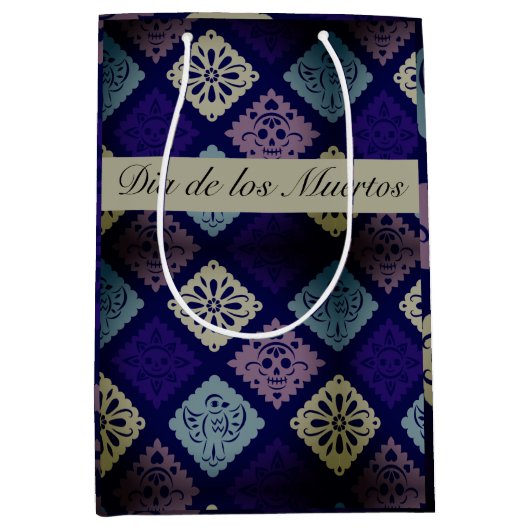 メキシコのDia de los Muertosカスタマイズ ミディアムペーパーバッグ (正面)