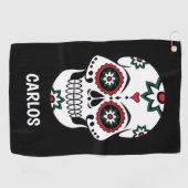 メキシコのDia De Los Muertos死んだ衣装の日 ゴルフタオル (横)