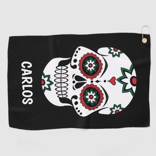 メキシコのDia De Los Muertos死んだ衣装の日 ゴルフタオル (横)