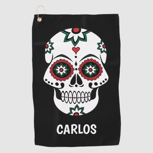 メキシコのDia De Los Muertos死んだ衣装の日 ゴルフタオル (正面)