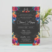 メキシコのFiestaフローラあなたの写真を追加キンセアニェラ 招待状 (スタンド正面)