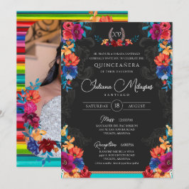 メキシコのFiestaフローラあなたの写真を追加キンセアニェラ 招待状