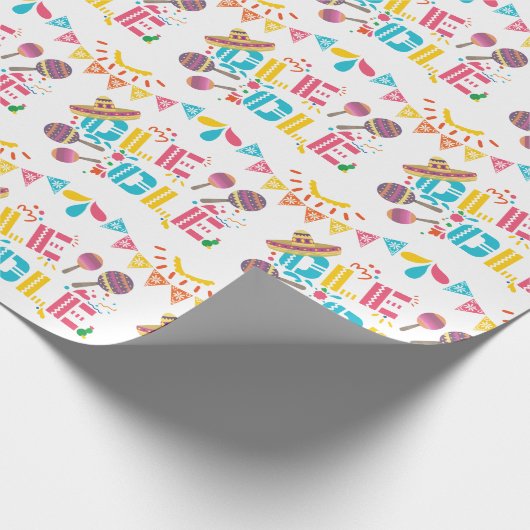 メキシコのOLEカラフルパーティー ラッピングペーパー (角)