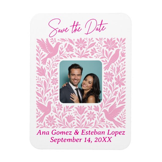 メキシコのOtomi縁どフローラが日付写真を保存 マグネット (縦)