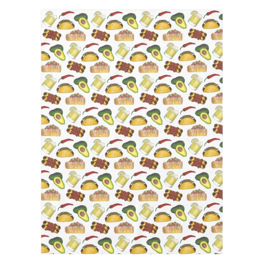 メキシコのTex Mex食品タコエンチラダチミチャンガ テーブルクロス (正面)