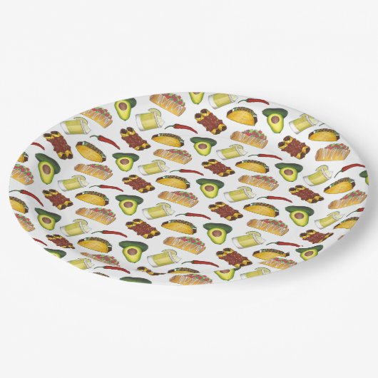 メキシコのTex Mex食品タコエンチラダチミチャンガ ペーパープレート (アングル)