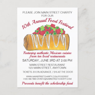 メキシコのTex Mex食品フェスティバルChimichanga インビテーションポストカード