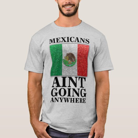 メキシコはどこへ行ってもよいグリッターメキシコ国旗 Tシャツ (正面)