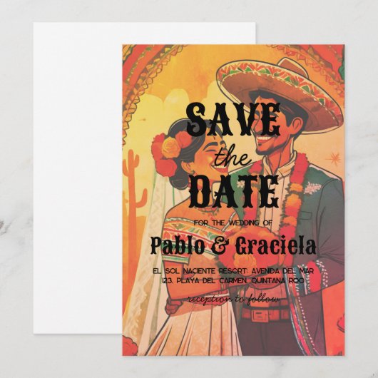 メキシコは日付を保存 招待状 (正面/裏面)