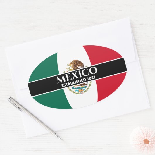 メキシコは1821年メキシコ国旗の白文字を樹立 楕円形シール (封筒)