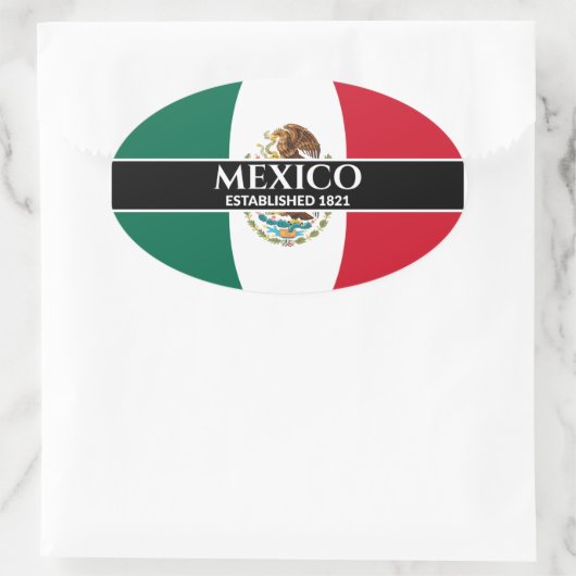 メキシコは1821年メキシコ国旗の白文字を樹立 楕円形シール (バッグ)