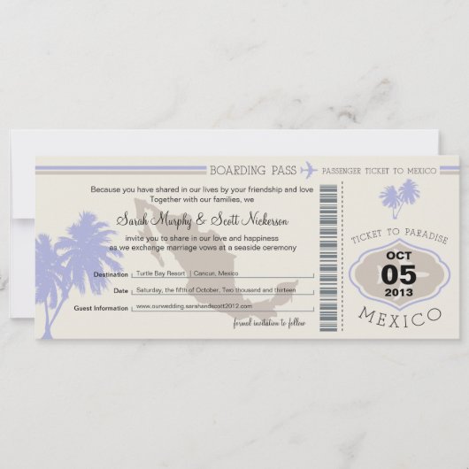 メキシコへの搭乗券の保存 セーブザデート (正面)