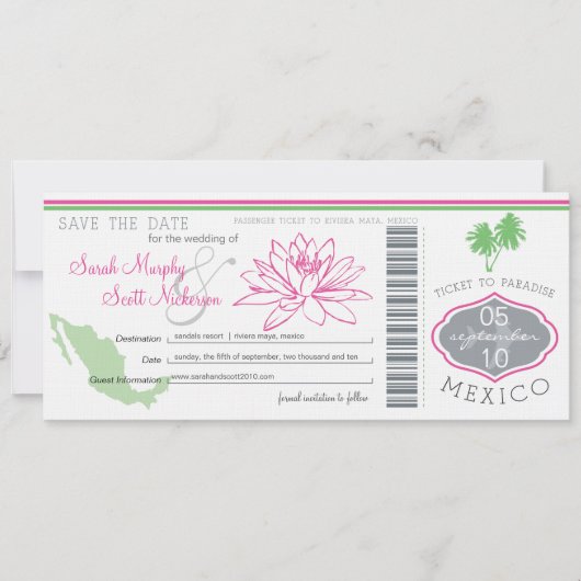 メキシコへの搭乗券の保存 セーブザデート (正面)