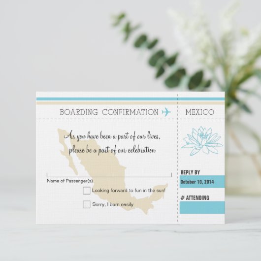 メキシコへの搭乗券の出欠確認 出欠カード (スタンド正面)