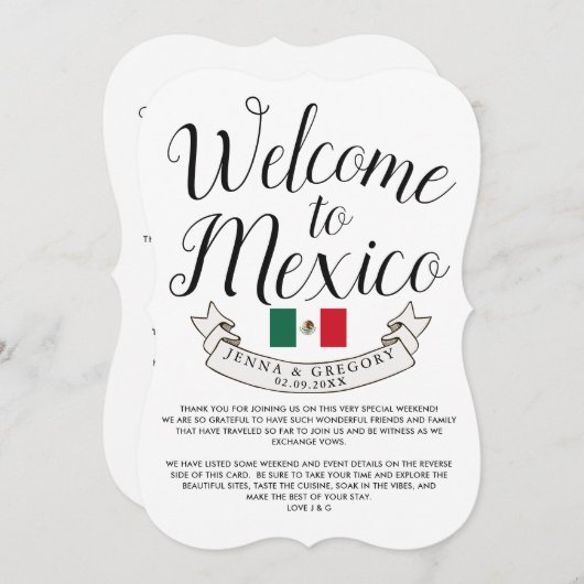 メキシコへようこそ |宛先ウェディングカスタム 招待状 (正面/裏面)