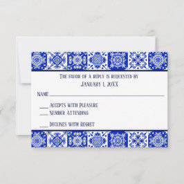 メキシコをテーマにしたスペインのタイルRSVPカード 出欠カード