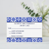 メキシコをテーマにしたスペインのタイルRSVPカード 出欠カード (スタンド正面)