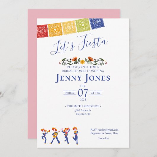 メキシコをテーマにしたブライダルシャワー招待状 招待状 (正面/裏面)