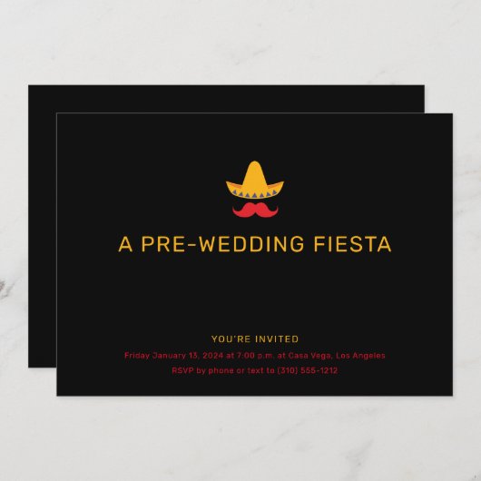 メキシコをテーマにしたリハーサルディナー 招待状 (正面/裏面)