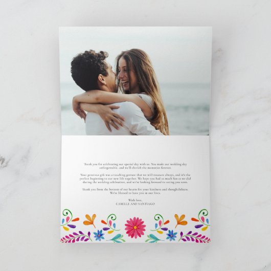 メキシコをテーマにした写真結婚のGraciasカード サンキューカード (内部)