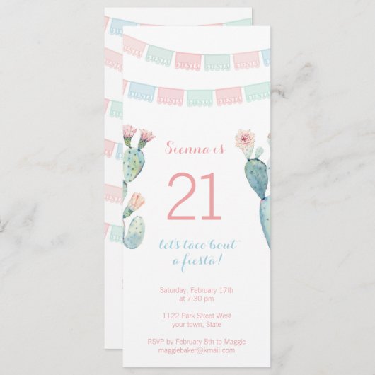 メキシコをテーマにした女の子のためのマイルストン招待状 招待状 (正面/裏面)