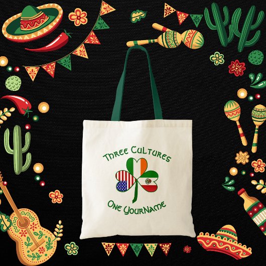 メキシコアイルランドUSAシャムロックパーソナライズされた国旗 トートバッグ