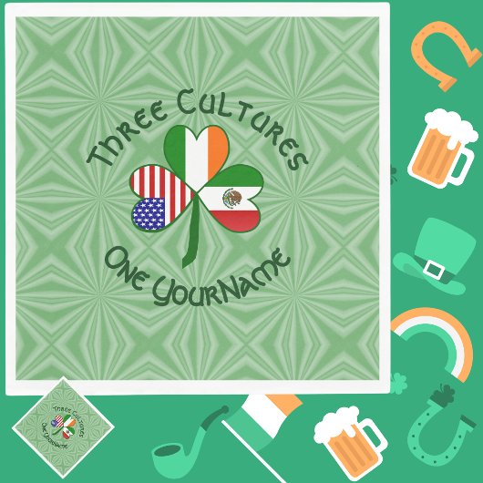 メキシコアイルランドUSAシャムロック国旗 スタンダードランチョンナプキン