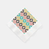 メキシコアステカの部族プリントイカットダイヤモンドパターン 縁ありカクテルナプキン (角)