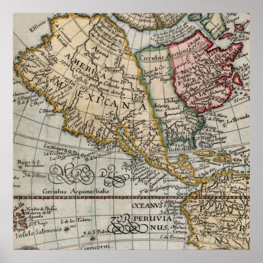 メキシコアメリカの地図ヴィンテージ ポスター (正面)