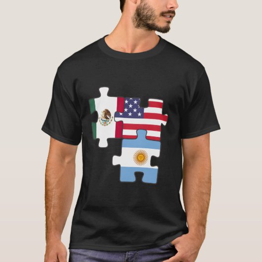 メキシコアルゼンチンとアメリカパズル Tシャツ (正面)