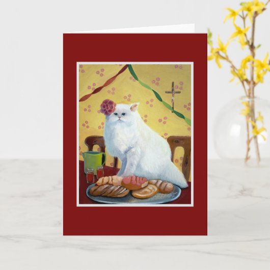 メキシコインスパイアフォーク白猫 カード (黄色い花)