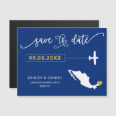 メキシコウェディング日付カードを保存する地図 マグネット招待状 (正面/裏面)