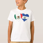 メキシコエルサルバドル国旗ハートメキシコエルサルバドル Tシャツ (正面)