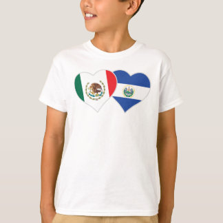 メキシコエルサルバドル国旗ハートメキシコエルサルバドル Tシャツ