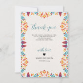 メキシコエレガントフィカラフルエスタ結婚フローラ サンキューカード (正面)