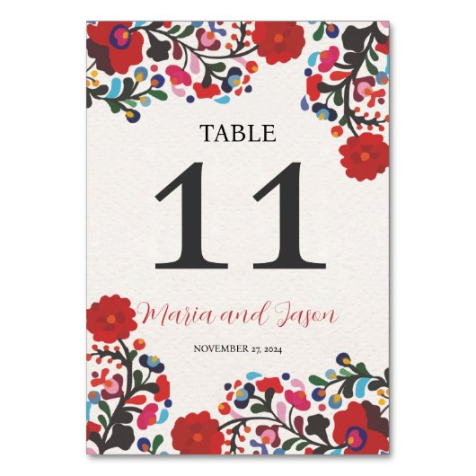 メキシコエレガントフローラカラフルフィエスタ結婚ス テーブルナンバー (正面)