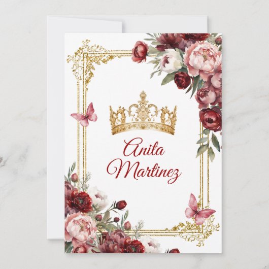 メキシコエレガントンレッドローゼバタフライキンセアニラ 招待状 (裏面)