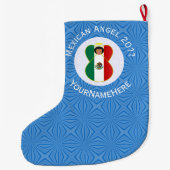 メキシコエンジェル・ハヌカーパーソナライズされた国旗 ラージクリスマスストッキング (裏面)