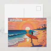 メキシコオアハカ州のモダンサーファーの日没 ポストカード (正面/裏面)
