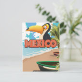 メキシコオオサイチョウビーチ旅行ポスター ポストカード (スタンド正面)