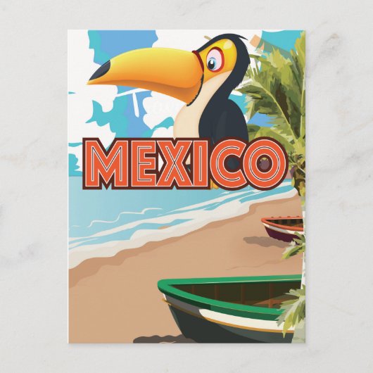 メキシコオオサイチョウビーチ旅行ポスター ポストカード (正面)