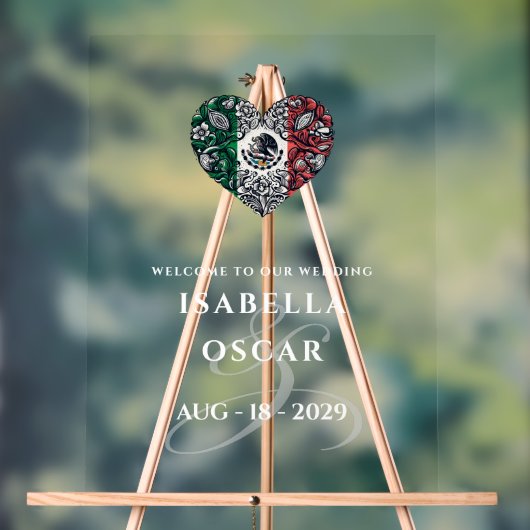 メキシコカップル結婚ハートの歓迎 アクリルサイン (ニュートラル)