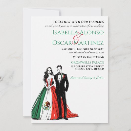メキシコカップル結婚式招待状 招待状 (正面)