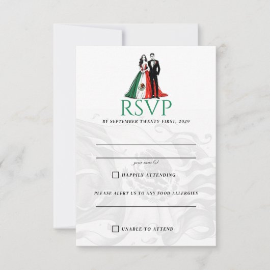 メキシコカップルRSVPカード 出欠カード (正面)