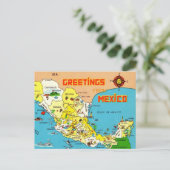 メキシコカラフルの地図 ポストカード (スタンド正面)