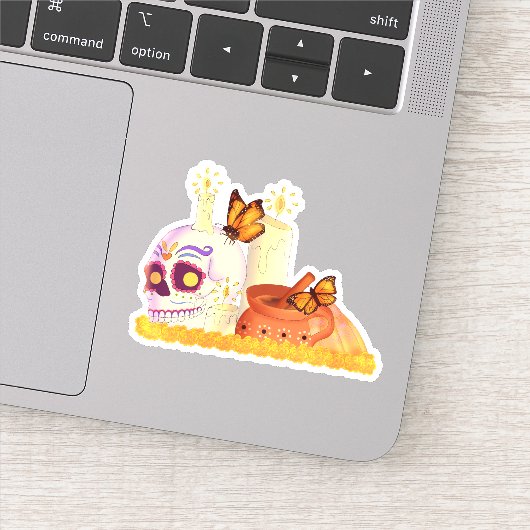 メキシコカラフルの死んだ砂糖スカル シール (詳細)