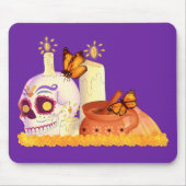 メキシコカラフルの死んだ砂糖スカル マウスパッド (正面)