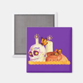 メキシコカラフルの死んだ砂糖スカル マグネット (正面/裏面)